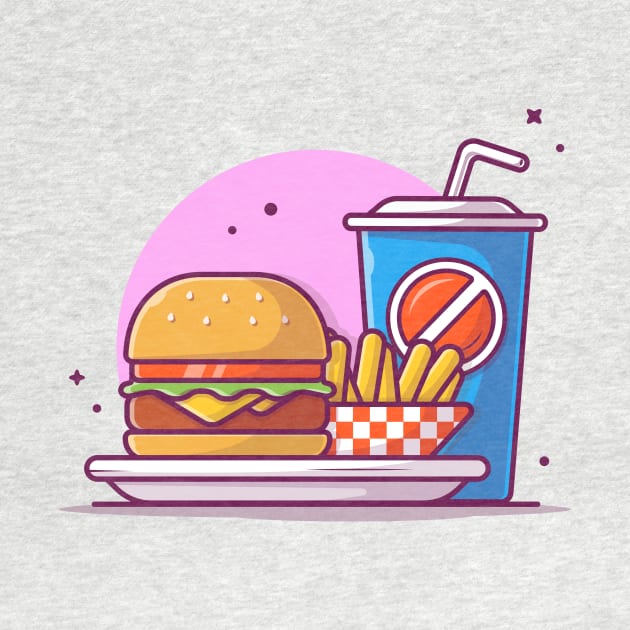 Burger, French Fries, And Soft Drink Cartoon by Catalyst Labs